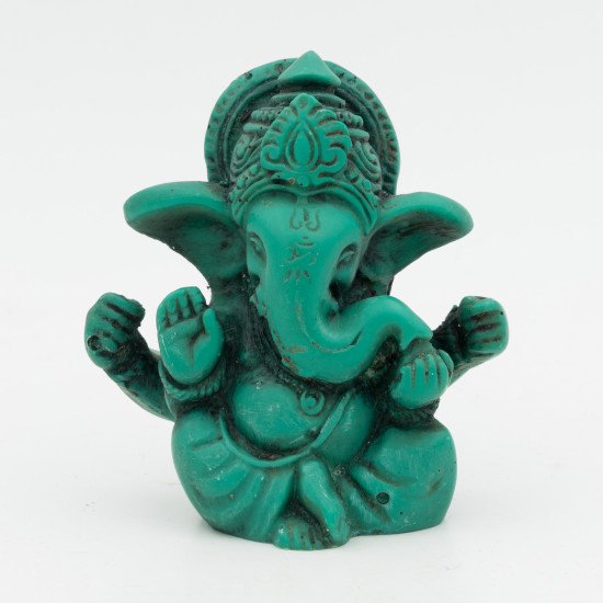 Figurine de Ganesh en résine verte - 6 cm