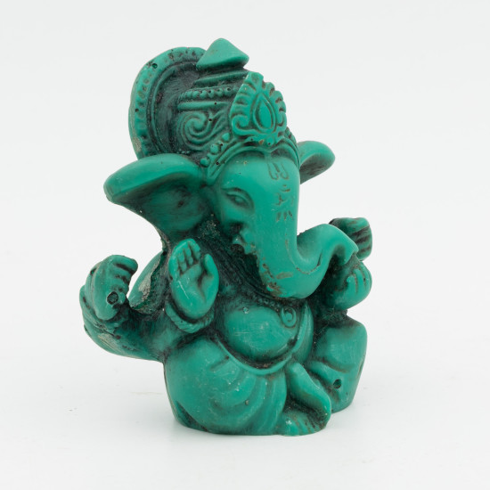 Figurine de Ganesh en résine verte - 6 cm