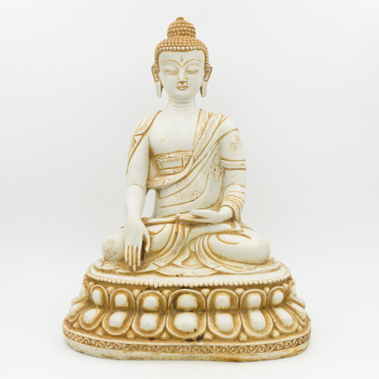 Statue de Bouddha extérieur en résine blanche - 32 cm