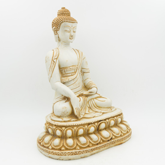 Statue de Bouddha extérieur en résine blanche - 32 cm