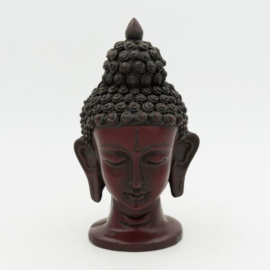 Bouddha tête en résine rouge - 15,5 cm