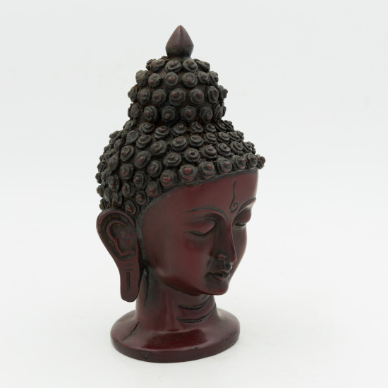 Bouddha tête en résine rouge - 15,5 cm