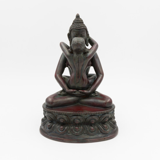 Statue de Bouddha Samantabhadra en résine rouge - 15,5 cm