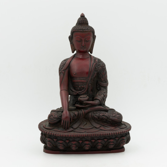 Sculpture du Bouddha assis en résine - mudra Bhumisparsha - 21 cm