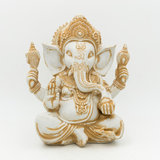 Statue Ganesh extérieur en résine blanche - 23 cm