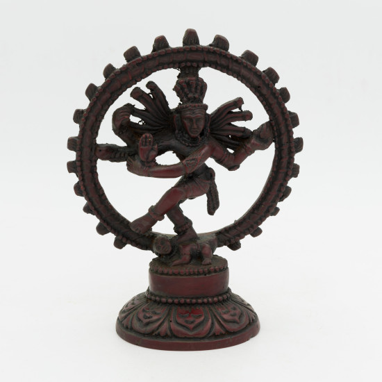 Sculpture de Shiva dansant en résine rouge - 14 cm