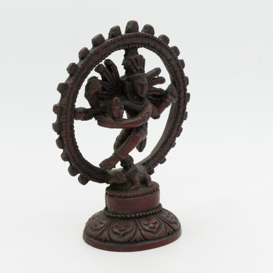 Sculpture de Shiva dansant en résine rouge - 14 cm