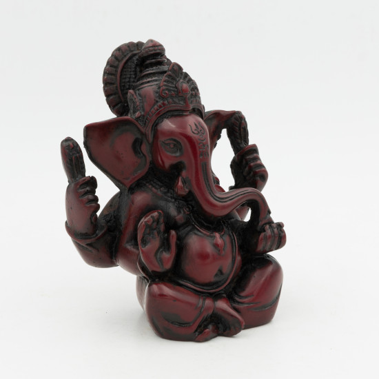 Sculpture de Ganesh en résine rouge - 12 cm