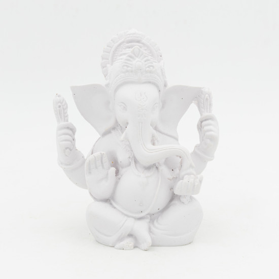 Statue Ganesh blanche - 12 cm