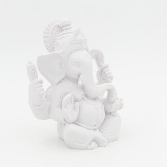 Statue Ganesh blanche - 12 cm