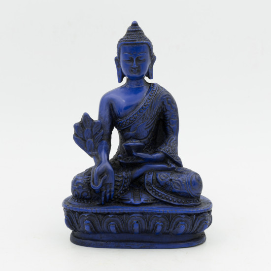 Statue bouddha bleu de médecine en résine