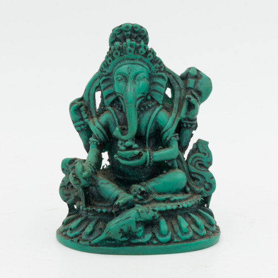 Ganesha figurine en résine verte - 7 cm