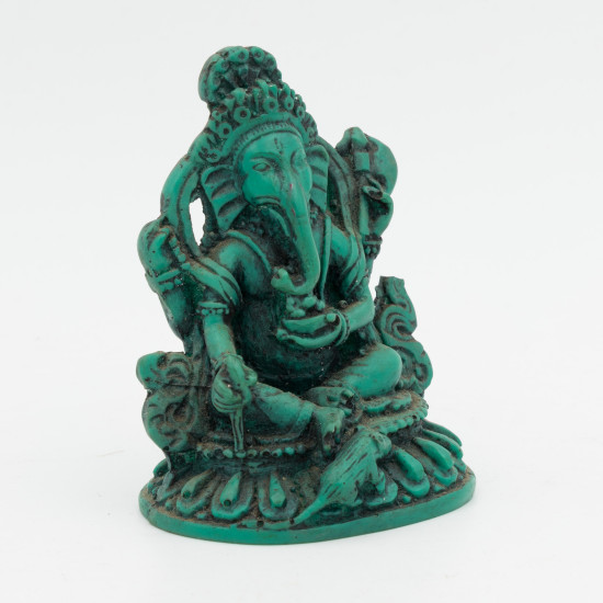 Ganesha figurine en résine verte - 7 cm