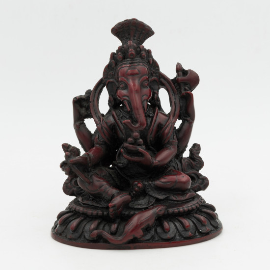 Ganesha statuette en résine rouge - 12 cm