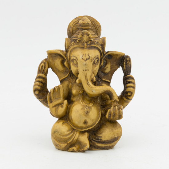 Petite statuette de Ganesh en résine couleur crème - 8 cm