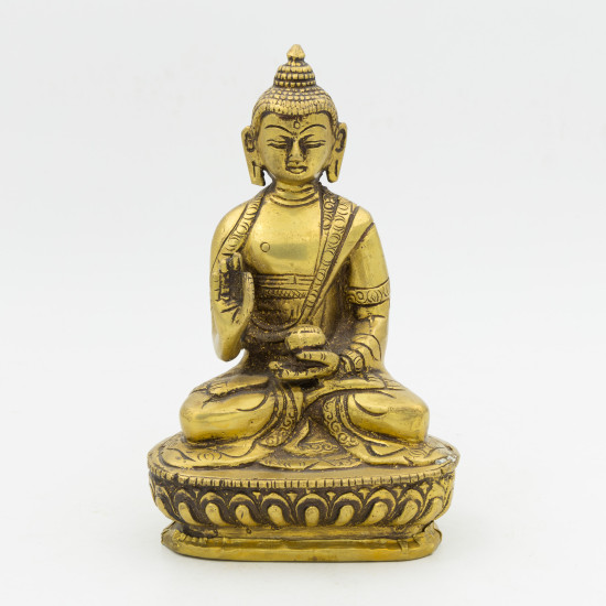 Statue Bouddha assis en laiton - mudra Vitarka - 14 cm