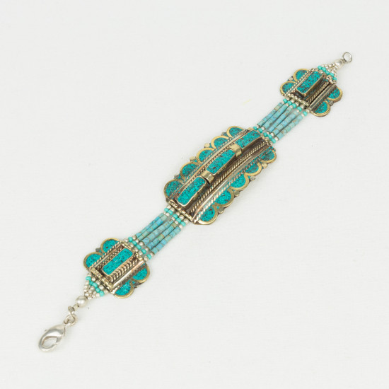 Bracelet manchette en pierres turquoises