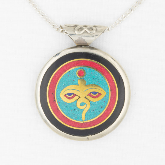 Pendentif coloré des yeux du Bouddha