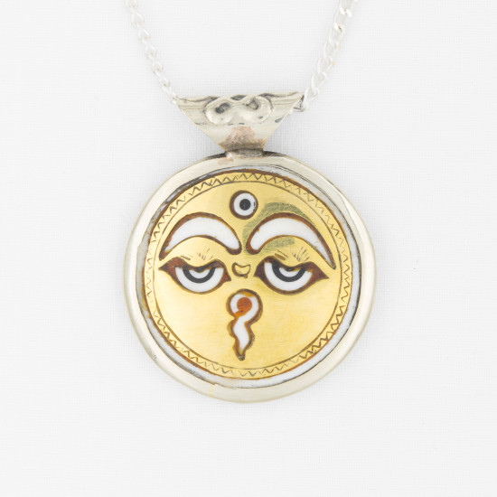 Pendentif doré des yeux du bouddha