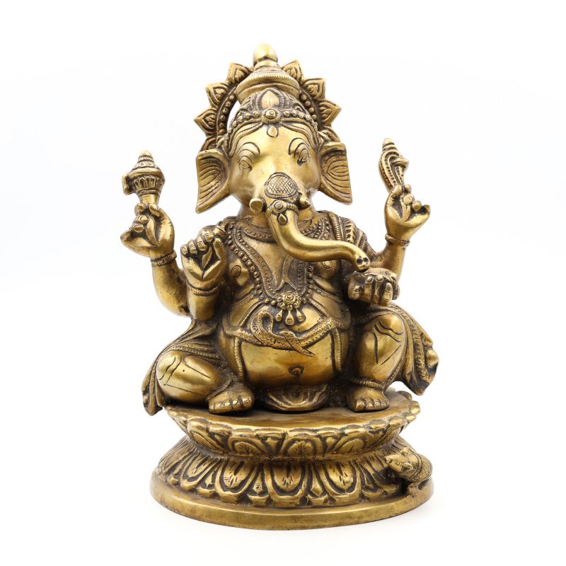 Statue du dieu Ganesh en laiton - 24 cm